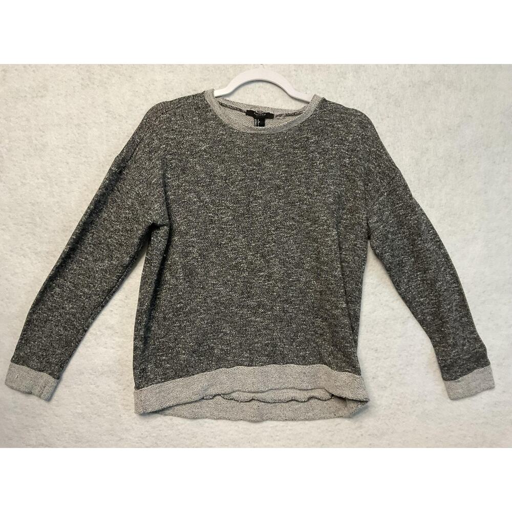 Forever 21‎ Sweater Womens Small Gray Heathered Two Tone Crewneck Knit Pullover